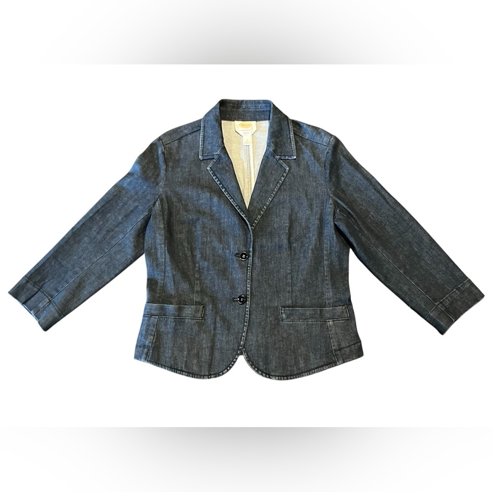 Talbots Vintage Dark Denim Women's Aberdeen Blazer Cotton Spandex 3/4 Sleeves 10 - Picture 14 of 16